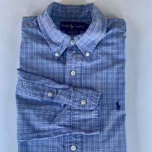 Ralph Lauren blue‎ plaid mens dress shirt